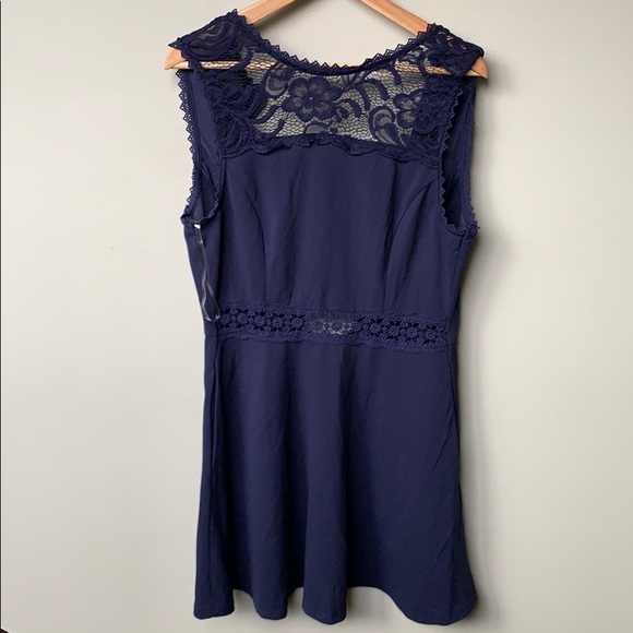 Speechless Juniors' Lace-Top Sheath Evening Dress with pockets! indigo deep blue - Picture 6 of 16